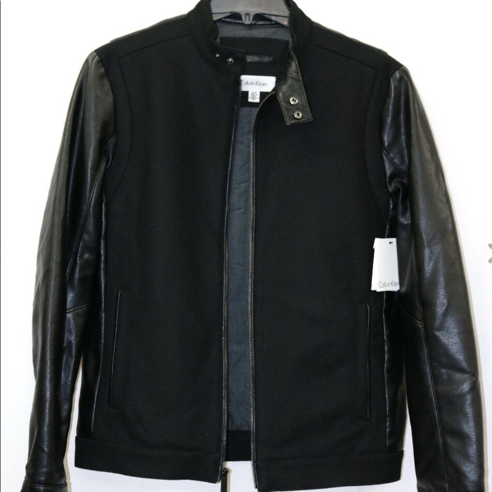 Calvin Klein Wool Blend Mix Media Varsity